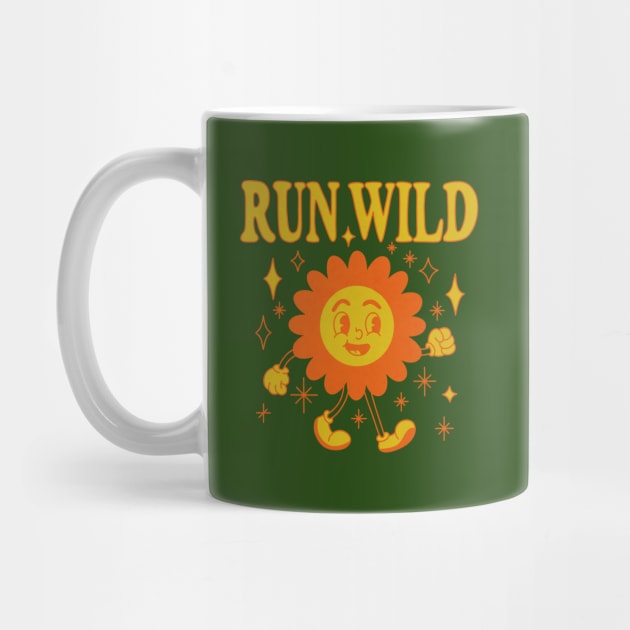 Run Wild Retro Flower Adorable Cartoon by Trippycollage